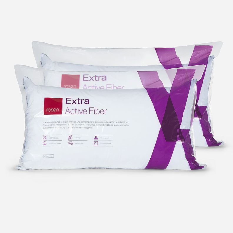 Set 2 Almohadas Rosen Fibra Extra King 50x90 cm Blanco