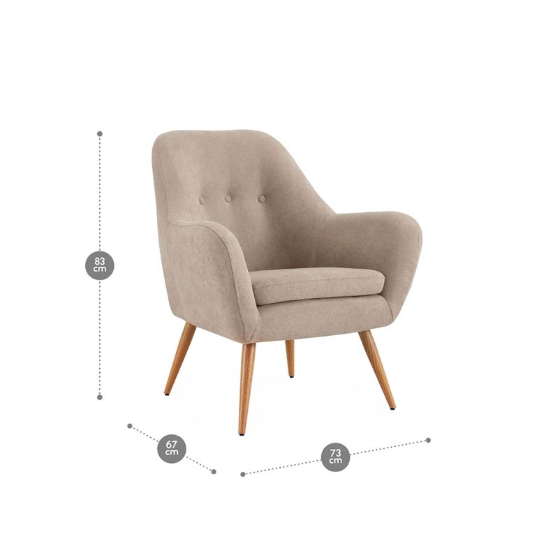 Kit 2 Poltronas Rosen Bartolo Pata Metálica Tela Taupe Claro-1