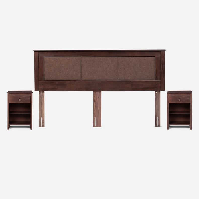 Cama Europea Pratta King Pata Madera + Respaldo y Velador-2