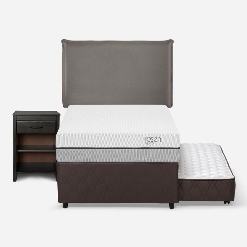 Diván Cama Pratta 1,5 Plazas + Muebles Maurice Gris-0