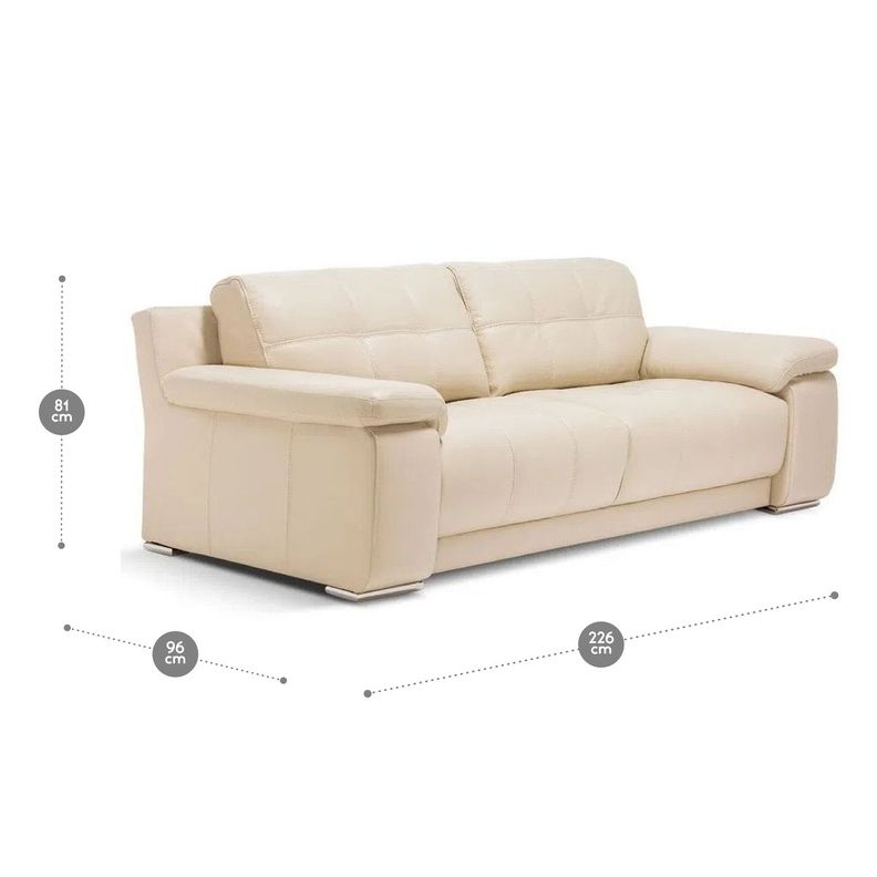 Sofá Rosen 5037 3 Cuerpos Cuero Beige-1