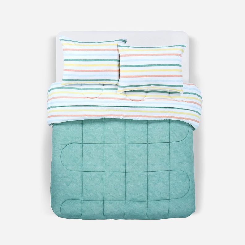 Plumón Reversible Soft Touch Anselmo Verde Súper King-1