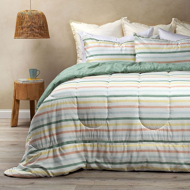 Plumón Reversible Soft Touch Anselmo Verde Súper King-2