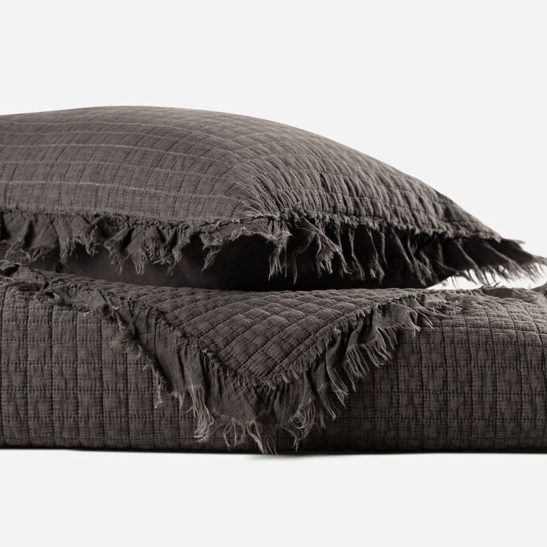 Cubrecama Algodón Pure Liso Stone Charcoal 2 Plazas-2