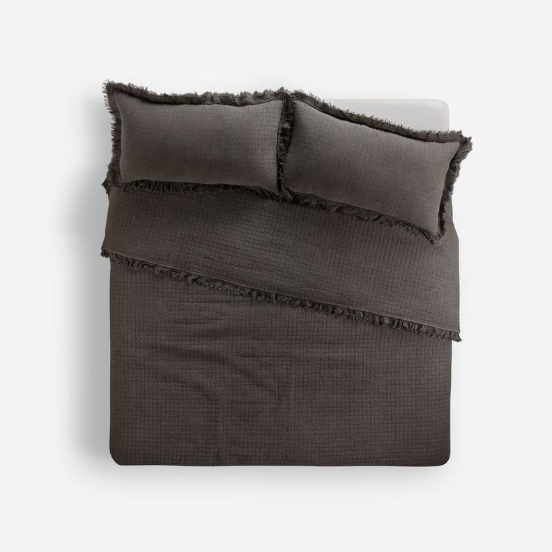 Cubrecama Algodón Pure Liso Stone Charcoal 2 Plazas-0