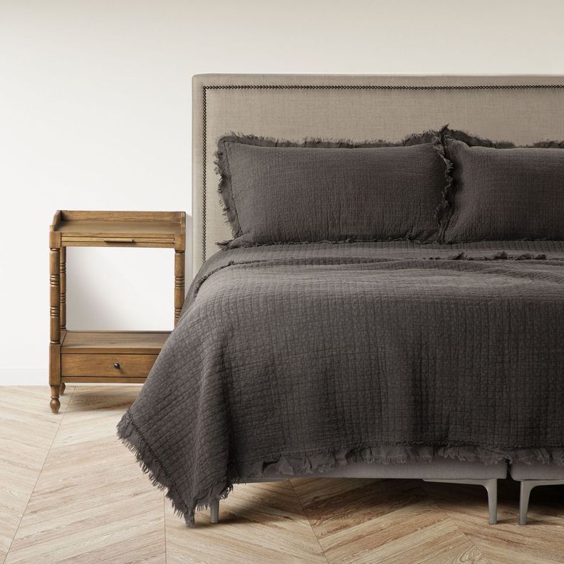 Cubrecama Algodón Pure Liso Stone Charcoal 2 Plazas-1