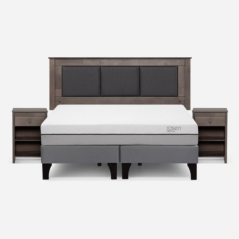 Cama Europea Pratta 2 Plazas BD P. Madera+Respaldo+Veladores-0