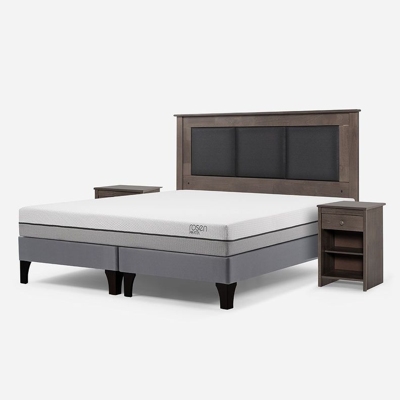 Cama Europea Pratta 2 Plazas BD P. Madera+Respaldo+Veladores-1