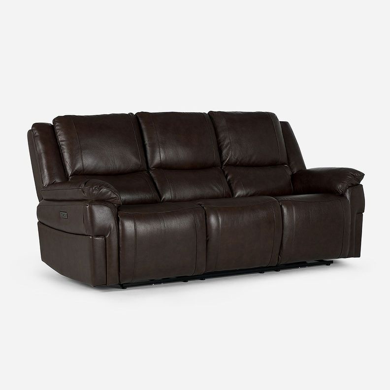Sofá Reclinable Jeff Eléctrico 3 Cuerpos Cuero Chestnut-1