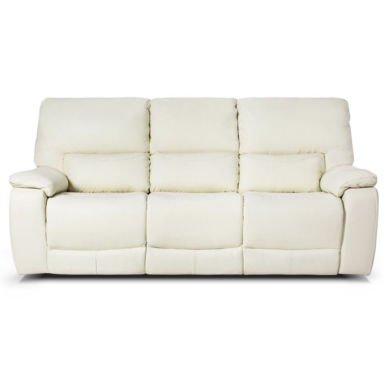 Rosen Sofá Reclinable Poch Cuero 3 Cuerpos Blanco-1