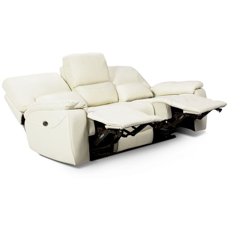 Rosen Sofá Reclinable Poch Cuero 3 Cuerpos Blanco-2