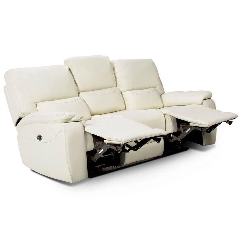 Rosen Sofá Reclinable Poch Cuero 3 Cuerpos Blanco-3