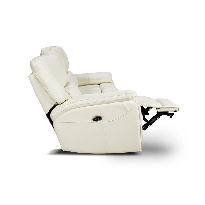 Rosen Sofá Reclinable Poch Cuero 3 Cuerpos Blanco-4