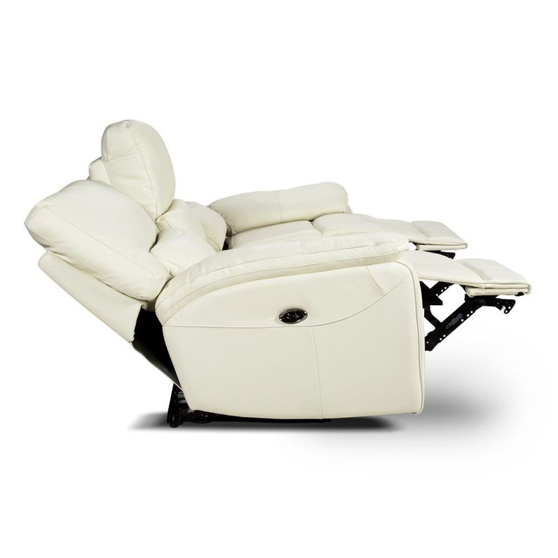 Rosen Sofá Reclinable Poch Cuero 3 Cuerpos Blanco-6