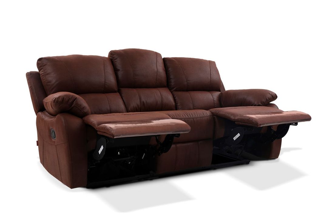 Sofá Reclinable Rosen Orson 3 Cuerpos Tela Manual Brandy-2