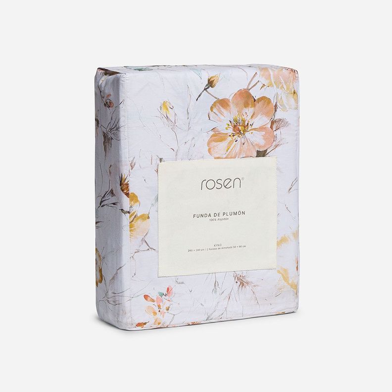 Funda Plumón Algodón Timeles Print Triberg Floral Súper King-4