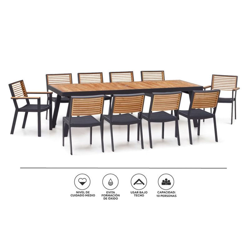 Juego Comedor de Terraza Rosen Marasusa 10 Personas-1