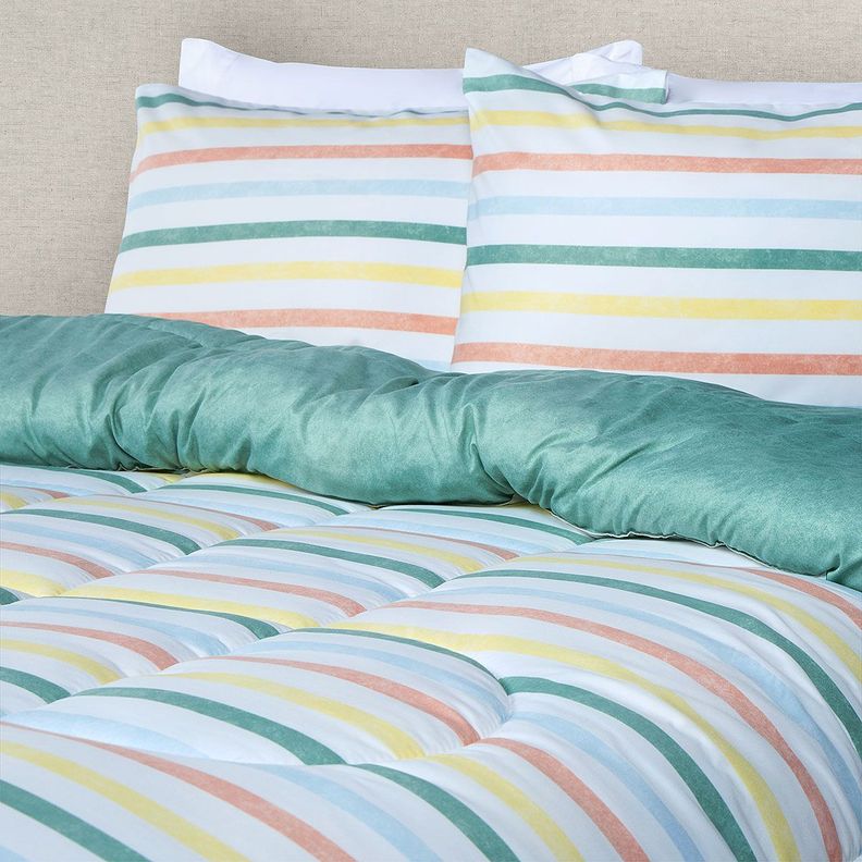 Plumón Reversible Soft Touch Anselmo Verde 2 Plazas-4