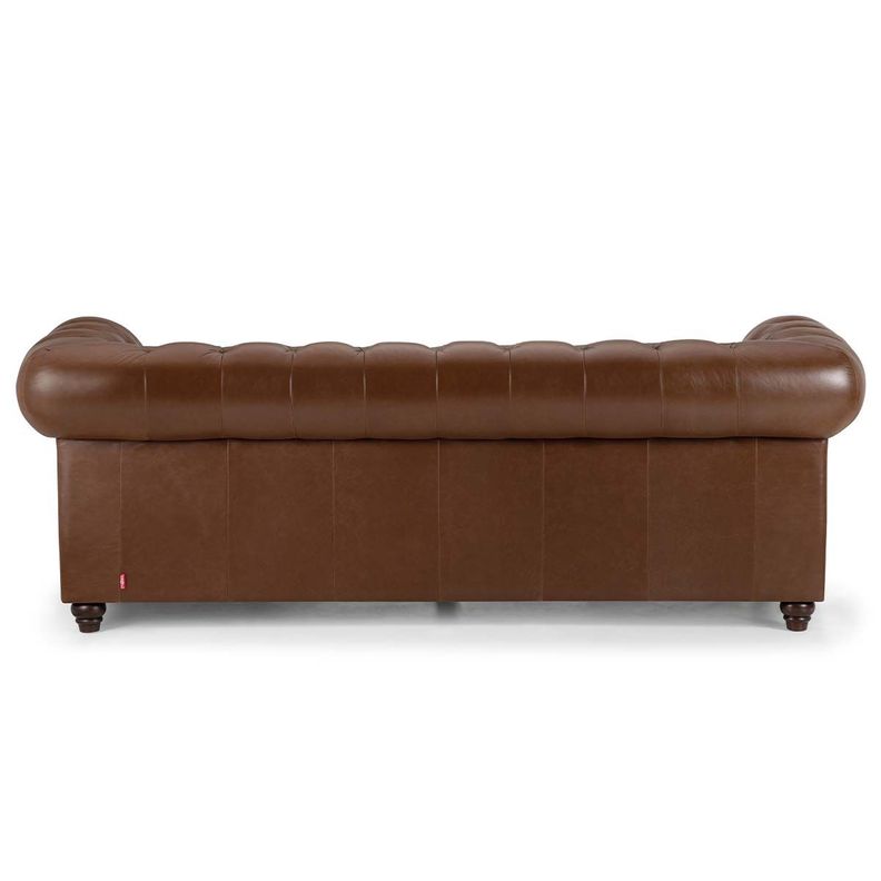 Sofá Rosen Chesterfield 3 Cuerpos Cuero Camel-4