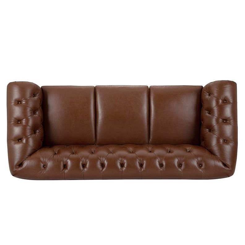 Sofá Rosen Chesterfield 3 Cuerpos Cuero Camel-5