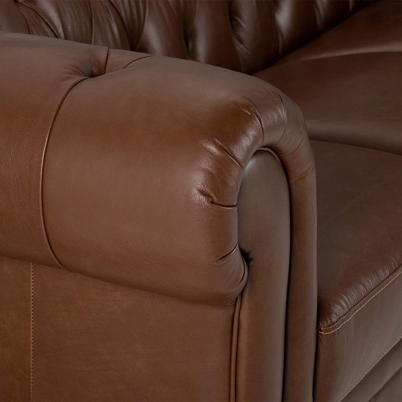 Sofá Rosen Chesterfield 3 Cuerpos Cuero Camel-7