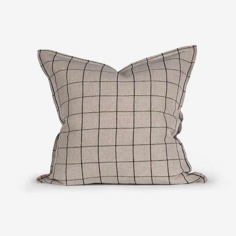 Funda de Cojín Froens Lino Cuadrille 50 x 50 cm Beige-0