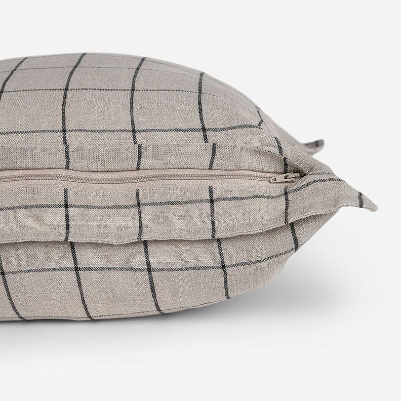 Funda de Cojín Froens Lino Cuadrille 50 x 50 cm Beige-2