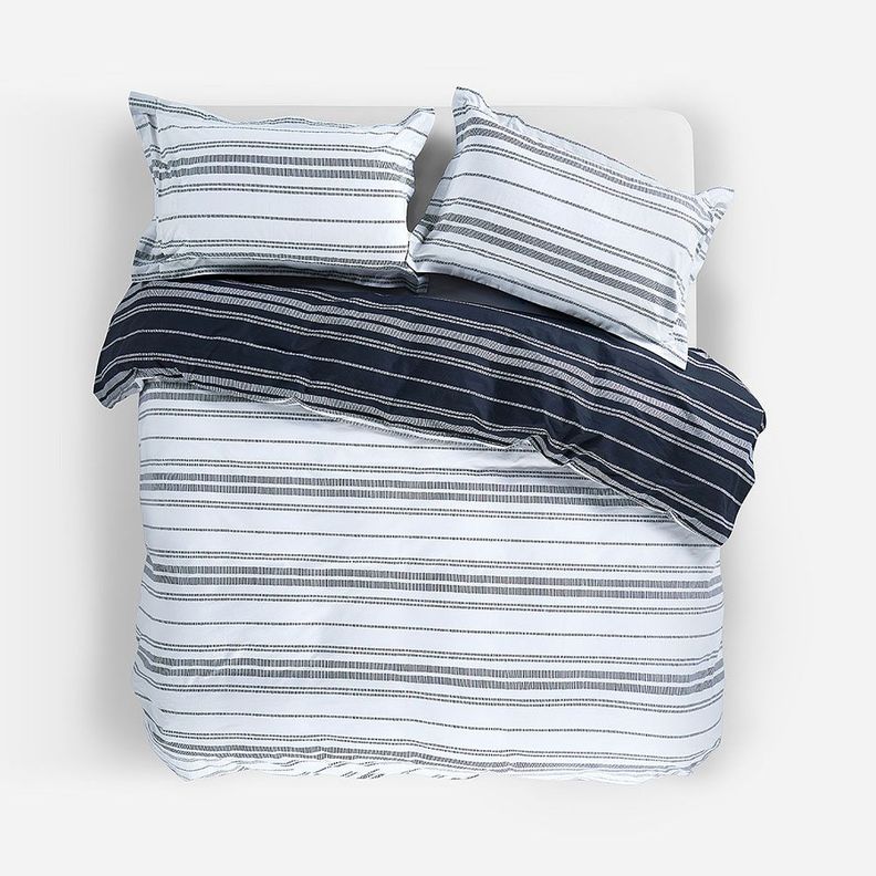 Funda Plumón Algodón Reversible Wedel Azul-Blanco King-1