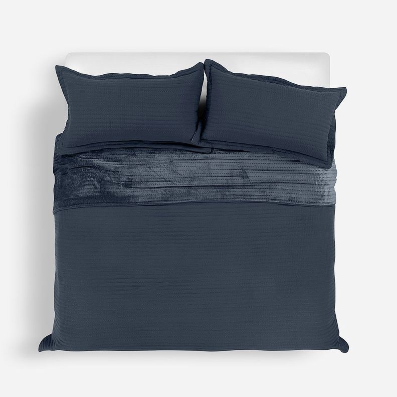 Cubrecama Flannel Supersoft Azul King-0