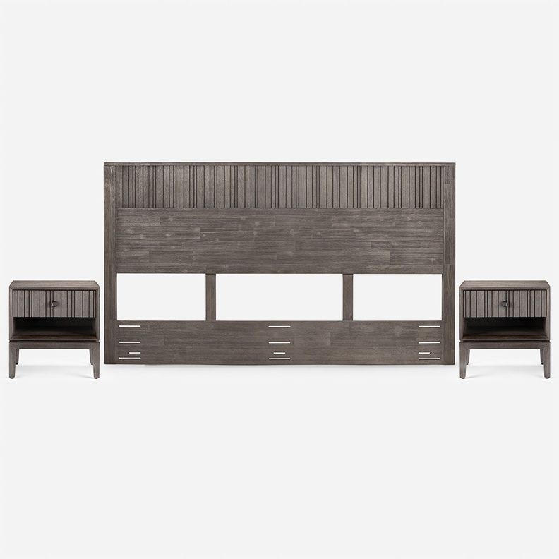 Set Respaldo King + Veladores Cleveland Rosen Grafito-0