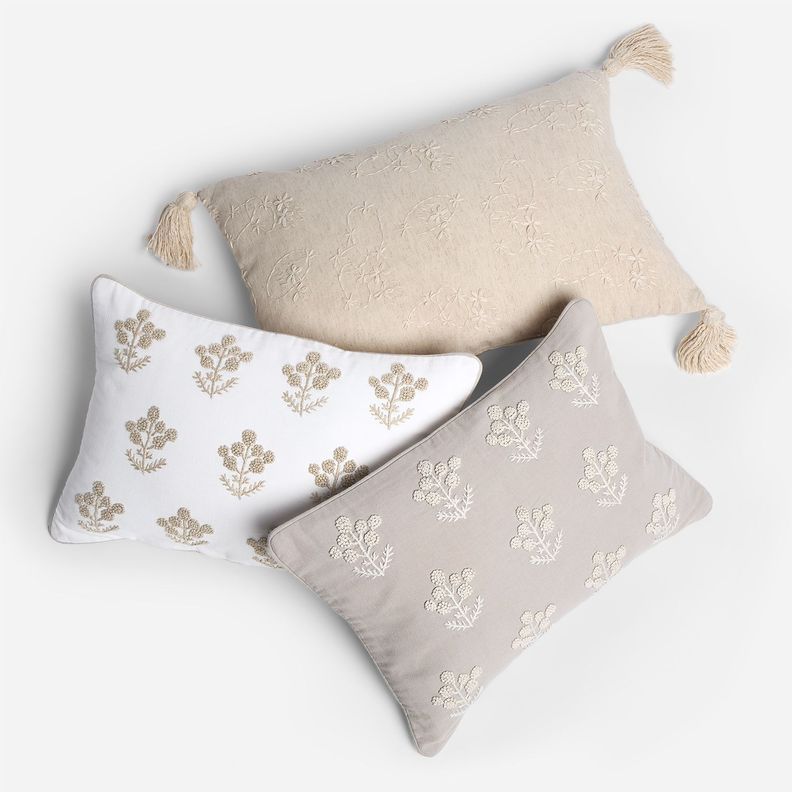 Funda de Cojín Bordado Pietra 60 x 40 cm Beige-3