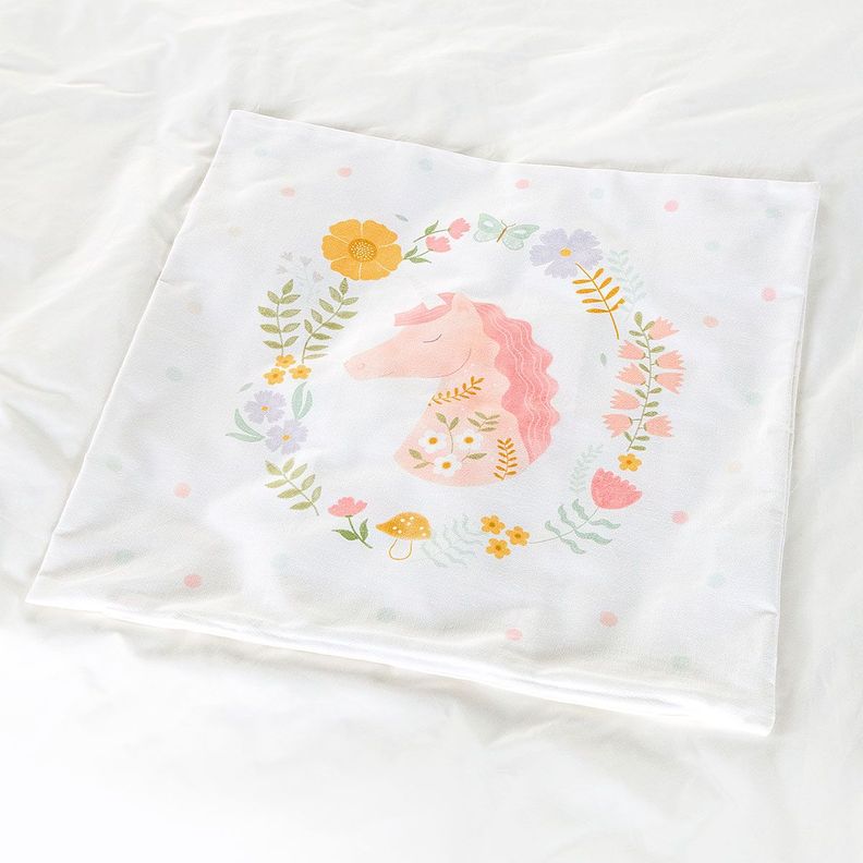 Funda Cojín Infantil Unicornio Folk Rosa 50 x 50 cm-2