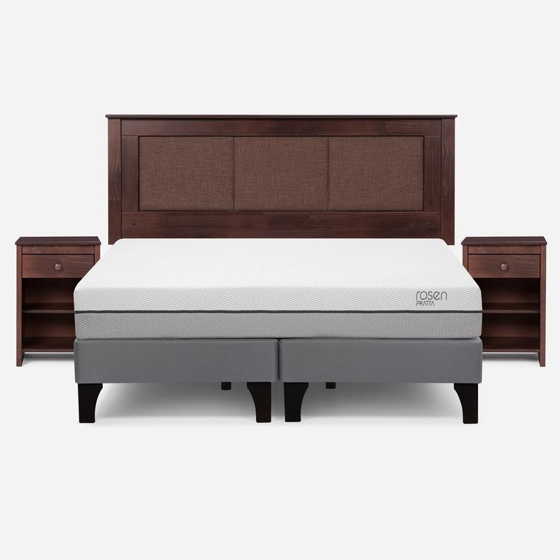 Cama Europea Pratta 2 Pl Pata Madera BD + Respaldo y Velador-0