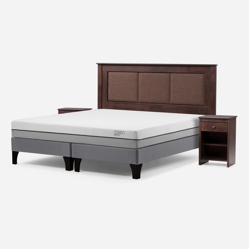 Cama Europea Pratta 2 Pl Pata Madera BD + Respaldo y Velador-1