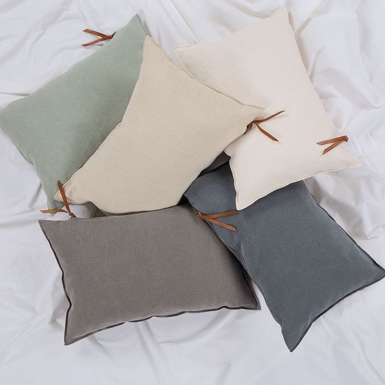Funda de Cojín Ambiente Lino-Algodón 60 x 40 cm Gris-3