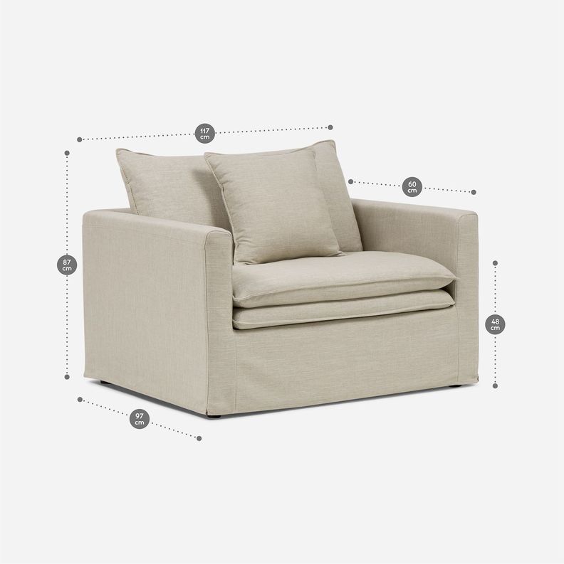 Sillón Gabon 1 Cuerpo Tela Beige-1