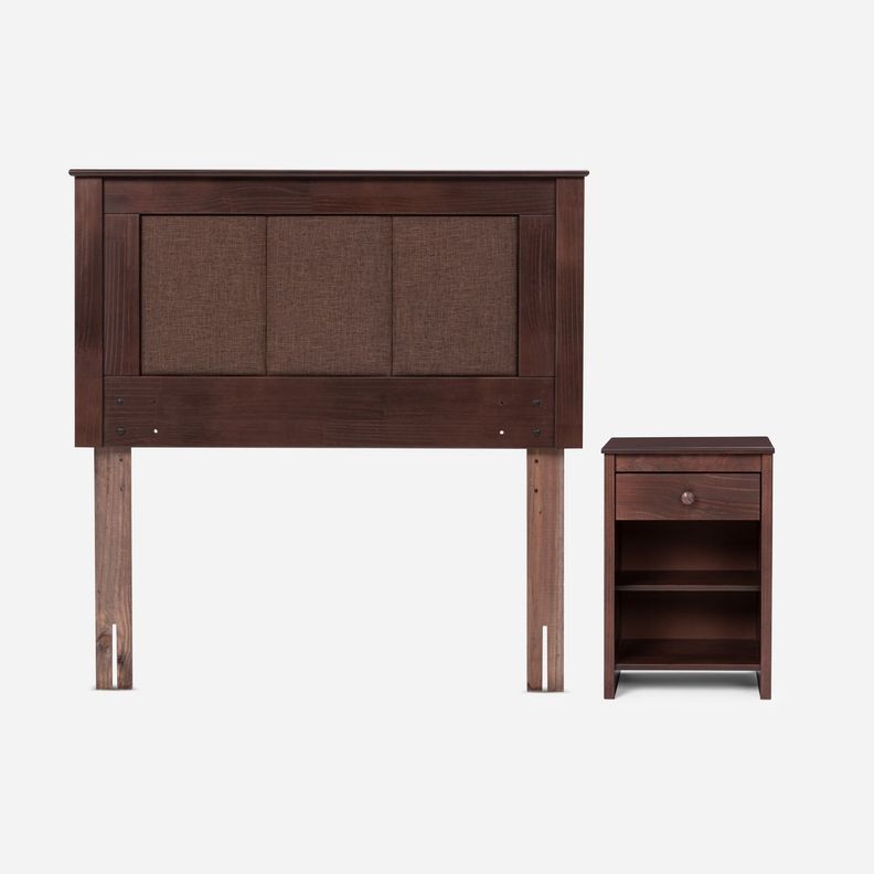 Cama Europea Pratta 1,5 Pl Pata Madera + Respaldo y Velador-2