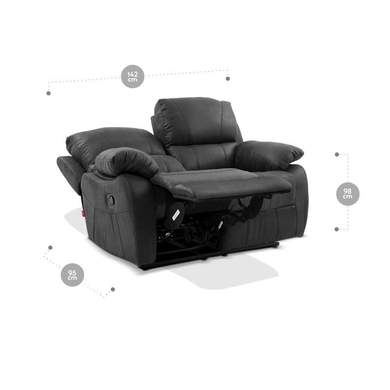 Sofá Reclinable Rosen Orson 2 Cuerpos Tela Manual Stone-1