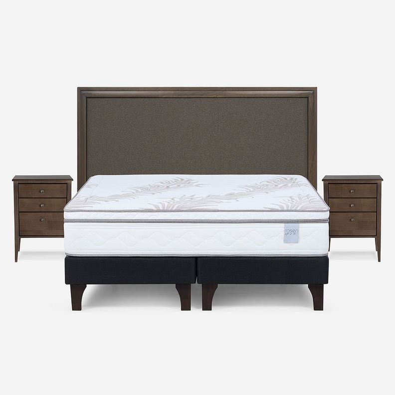 Cama Europea Neo Plus 2 Pl BD +Respaldo Nolita Café+Velador-0