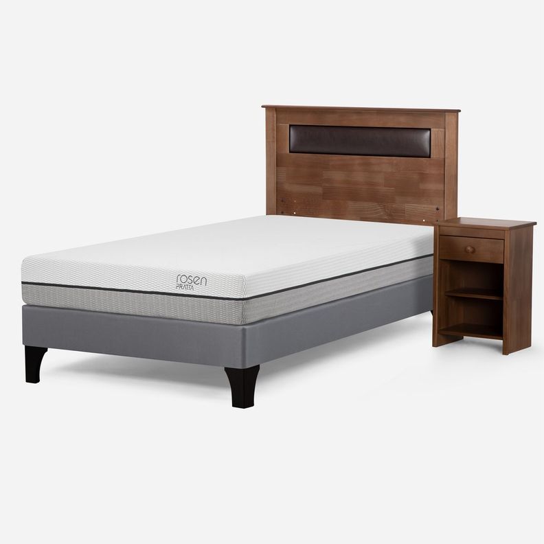 Cama Europea Pratta 1,5 Plazas Pata Madera + Muebles Ferrara-1