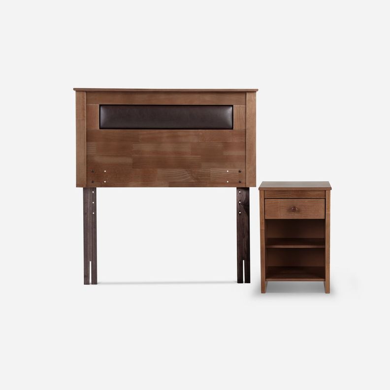 Cama Europea Pratta 1,5 Plazas Pata Madera + Muebles Ferrara-4
