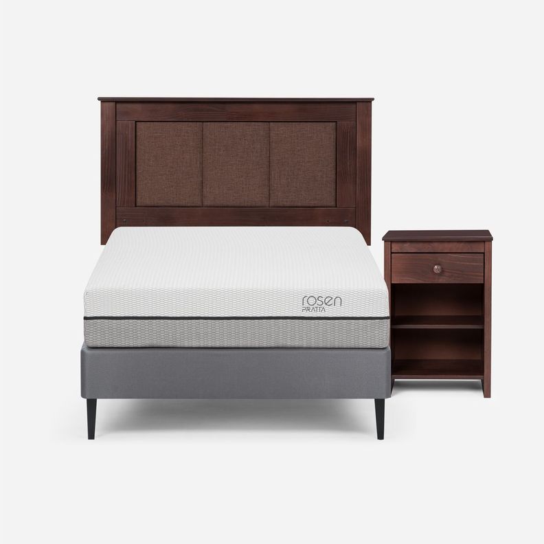 Cama Europea Pratta 1 Plaza Pata Acero + Respaldo y Velador-0