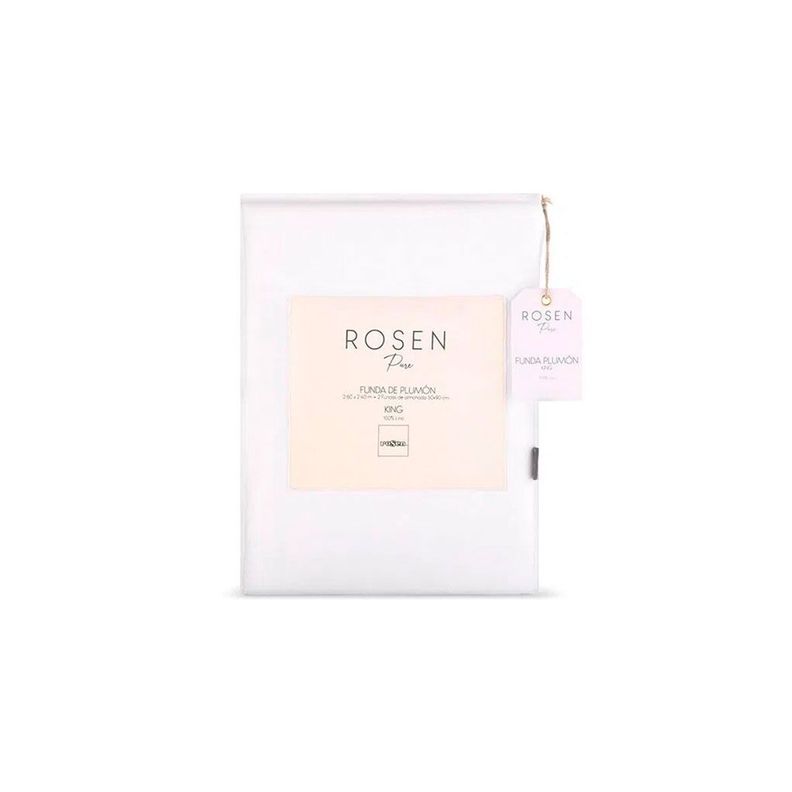 Funda Plumón Rosen Lino Pure Liso Súper king Blanco-5