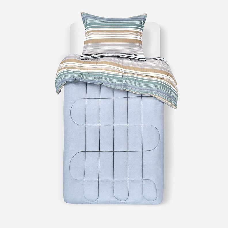 Plumón Reversible Soft Touch Alirio Azul 1,5 Plazas-1