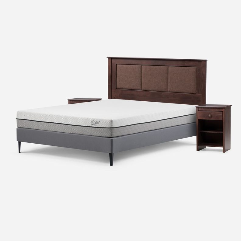 Cama Europea Pratta 2 Pl Pata Acero BN +Respaldo y Veladores-1
