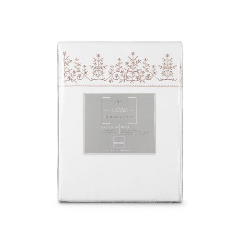 Sábana Rosen 220 Hilos Bordada Floral Blanca 1 Plaza-0