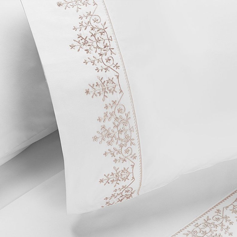 Sábana Rosen 220 Hilos Bordada Floral Blanca 1 Plaza-2