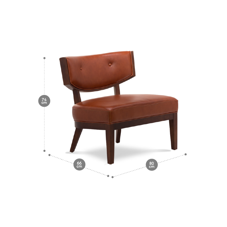 Poltrona Rosen A-550 Madera Cuero Terracota-1
