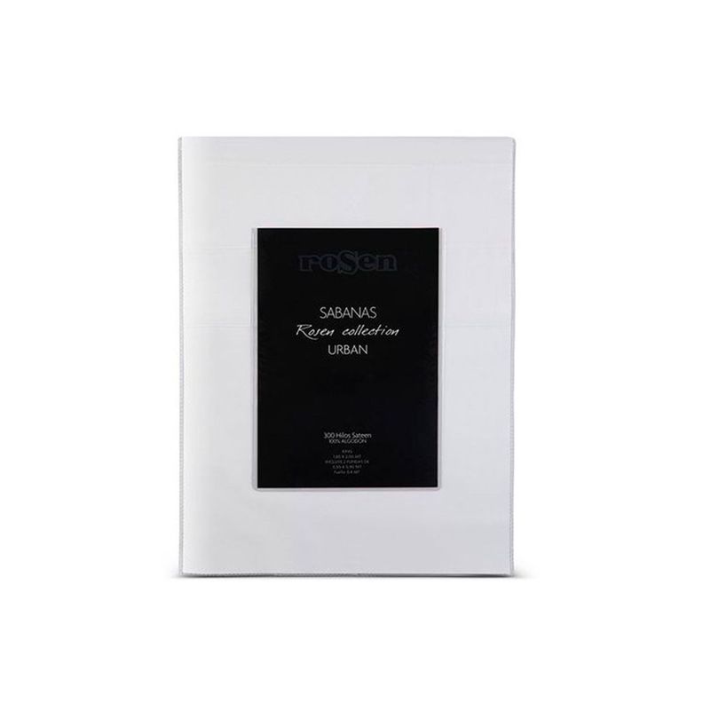 Sábana Rosen 300 Hilos Algodón Lisa Blanca 1,5 Plazas-4