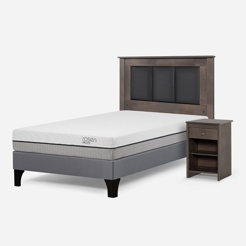 Cama Europea Pratta 1 Plaza Pata Madera + Respaldo + Velador-1